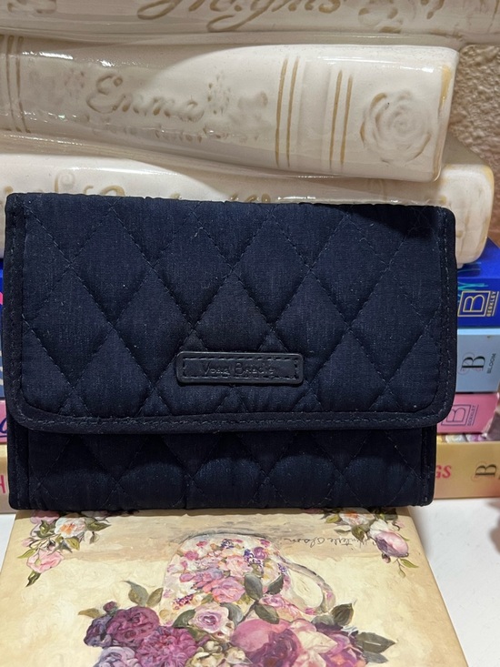 Vera Bradley Handbags - Vera Bradley Quilted Navy Blue Fold-Over Wallet